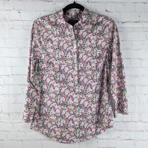 Lands End Long Sleeve Floral Button Down Shirt - 8/Small
